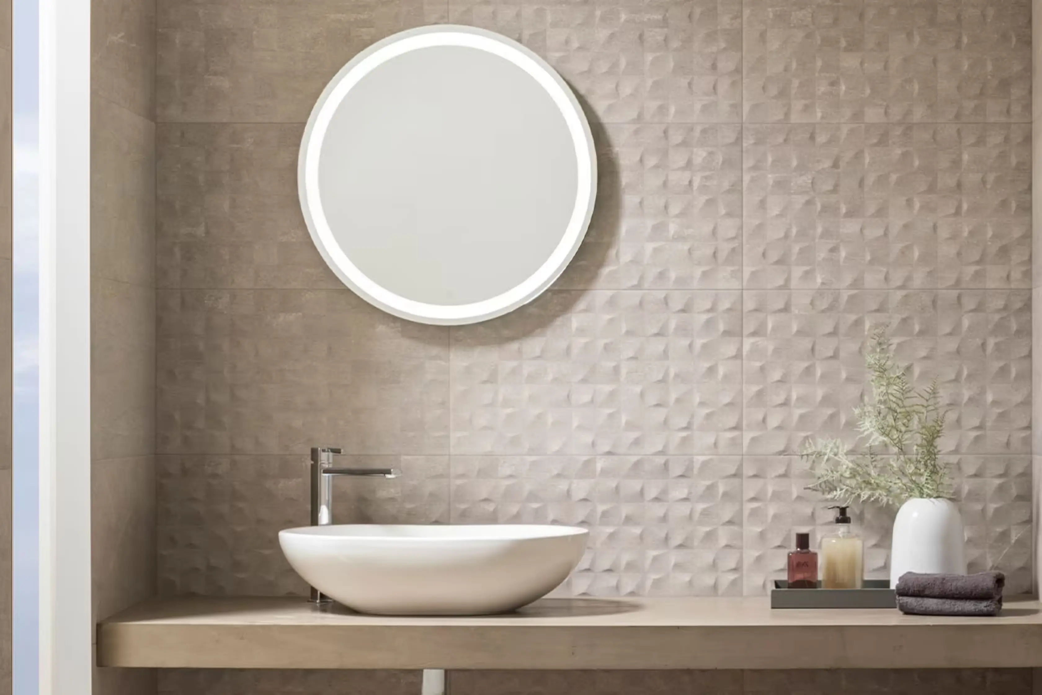 Textured Bathroom Wall In Modern Ensutie